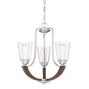 Chryses Brushed Nickel 3-Light Shaded Chandelier