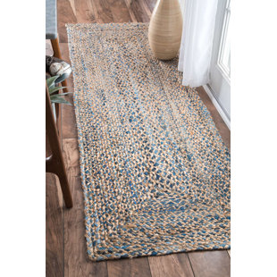 Runner Rugs Birch Lane Destrie Hand Braided Denim Blue Area Rug