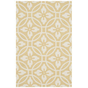 Battlefield Hand-Hooked Gold/Ivory Indoor/Outdoor Area Rug