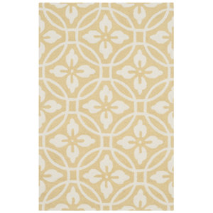 Battlefield Hand-Hooked Gold/Ivory Indoor/Outdoor Area Rug