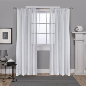 Annalise Solid Sheer Rod Pocket Curtain Panels (Set of 2)