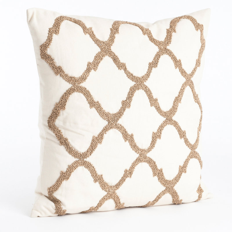 Saro Moroccan Beaded Cotton Throw Pillow & Reviews Wayfair