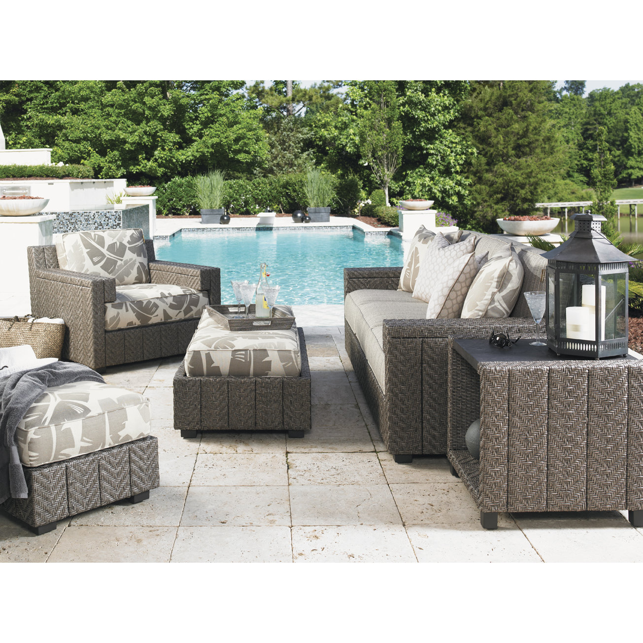 Tommy Bahama Outdoor Blue Olive 4 Piece Deep Seating Group with
