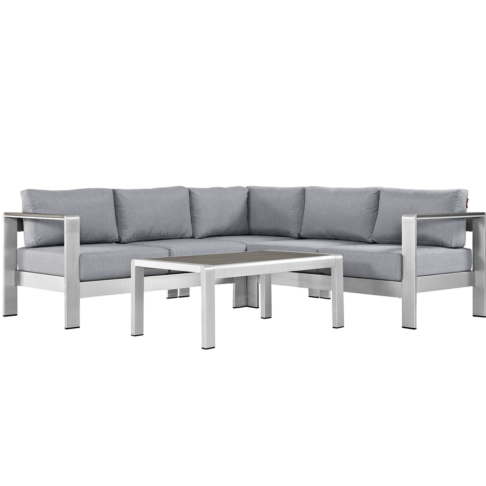 Modway Shore Outdoor Patio Aluminum 4 Piece Sectional ... Modway Shore Outdoor Patio Aluminum 4 Piece Sectional ... on Outdoor 4 Piece Sectional id=99121