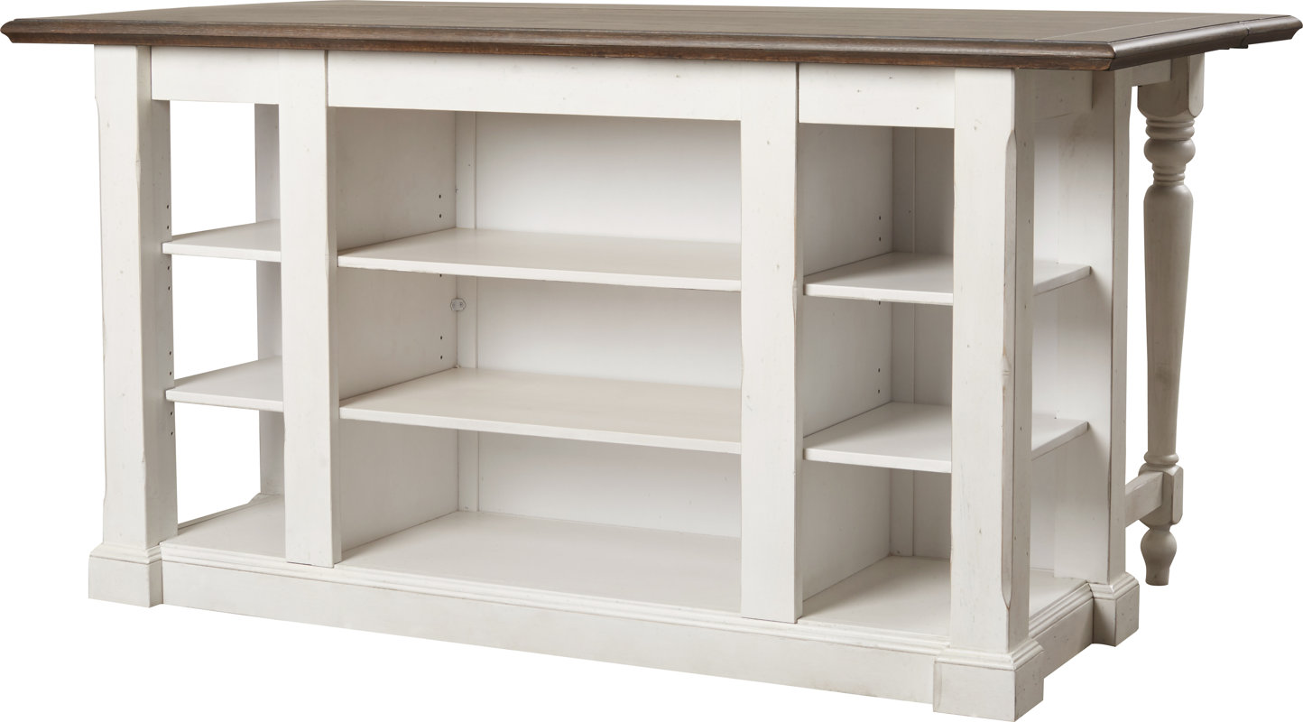 August Grove Almira Kitchen Island with Wood Top & Reviews Wayfair