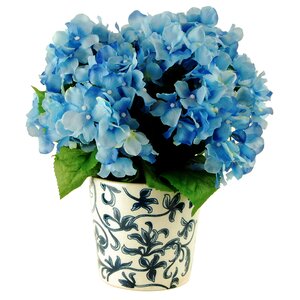 Hydrangeas in Ceramic Vase