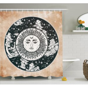 Ethnic Sun Face Moon Shower Curtain Set