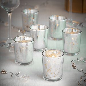 Vintage 12 Pieces Glass Holder Tea Light Candle Set (Set of 6)