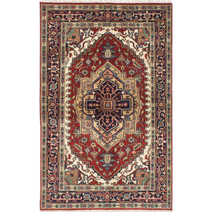 One-of-a-Kind Briggs Hand-Knotted Dark Navy/Dark Red Area Rug