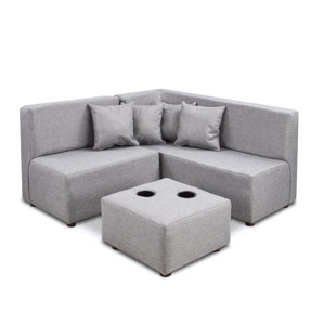 Duval Ash Kids Polyester Sectional and Ottoman with Cup Holder by Zoomie Kids