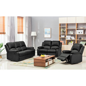 Willian 3 Piece Leather Living Room Set by Latitude Run