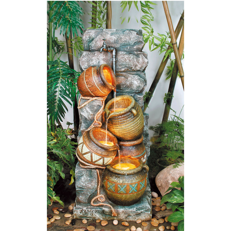 Loon Peak Badger Resin Southern Pots Fountain With Led Light Wayfair