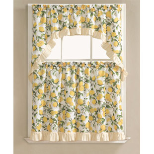 Lemon Kitchen Decor Wayfair R Lemon Fest Kitchen Curtain Set Of 3