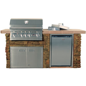 Advanced Q Stucco 4-Burner Built-In Gas Grill with Side Shelves