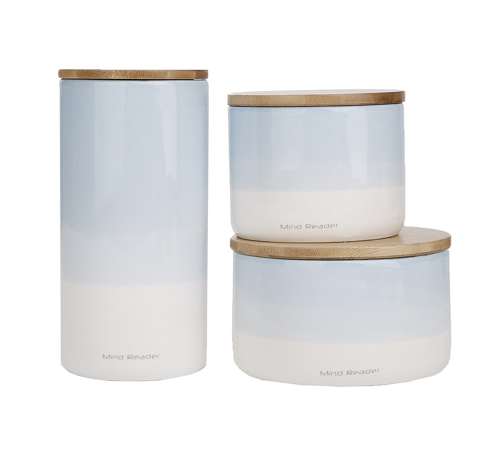 Mind Reader Small Medium Large Ceramic Canister 3 Pc Set With Lids Mind Reader Small Medium Large Ceramic Canister 3 Pc Set With Lids Round Sets Food Storage Jar Container Blue Wayfair