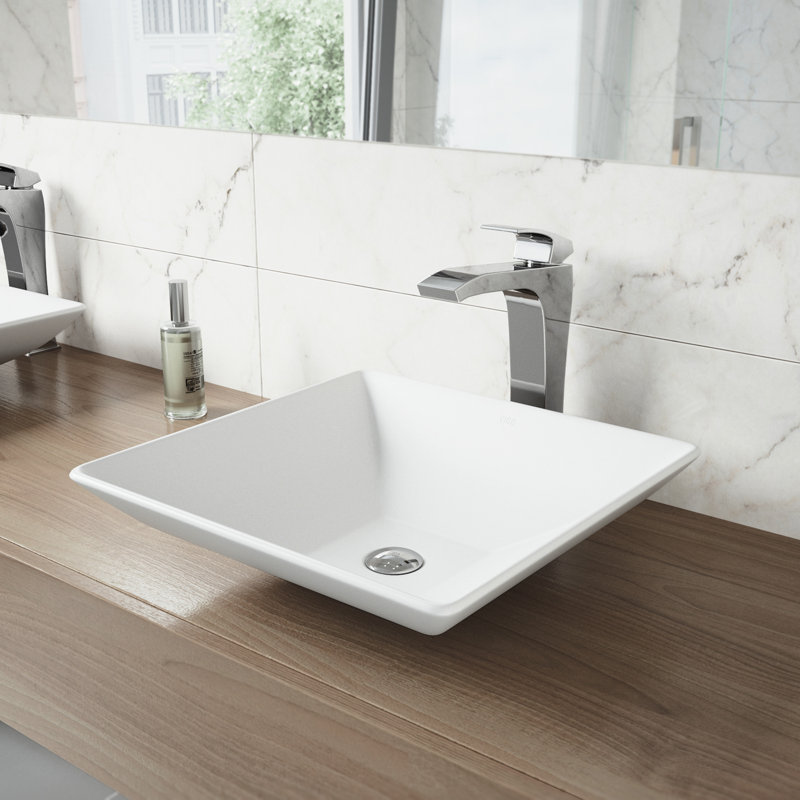 Vigo Matte Stone Square Vessel Bathroom Sink With Faucet Wayfair Vigo Matte Stone Square Vessel Bathroom Sink With Faucet