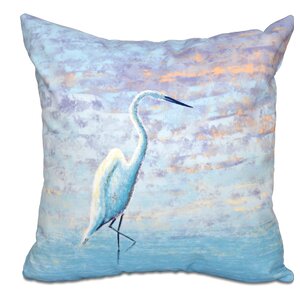 Boubacar Egret Animal Print Outdoor Throw Pillow