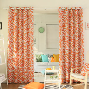 Zebra Room Animal Print Semi-Sheer Grommet Curtain Panels (Set of 2)