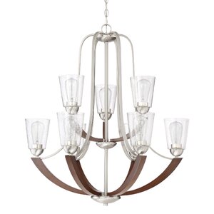 Chryses Brushed Nickel 9-Light Shaded Chandelier