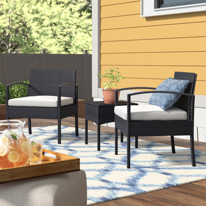 Wrought Studio Howze 3 Piece Conversation Seating Group With Howze 3 Piece Conversation Seating Group With Cushions