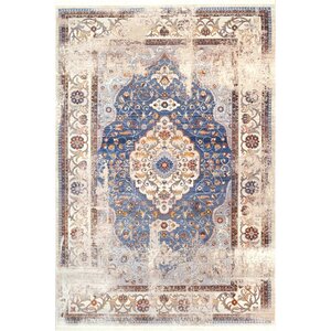 Rohnert Park Dark Blue/Ivory Area Rug