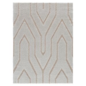 Briony Platinum Shag White Area Rug