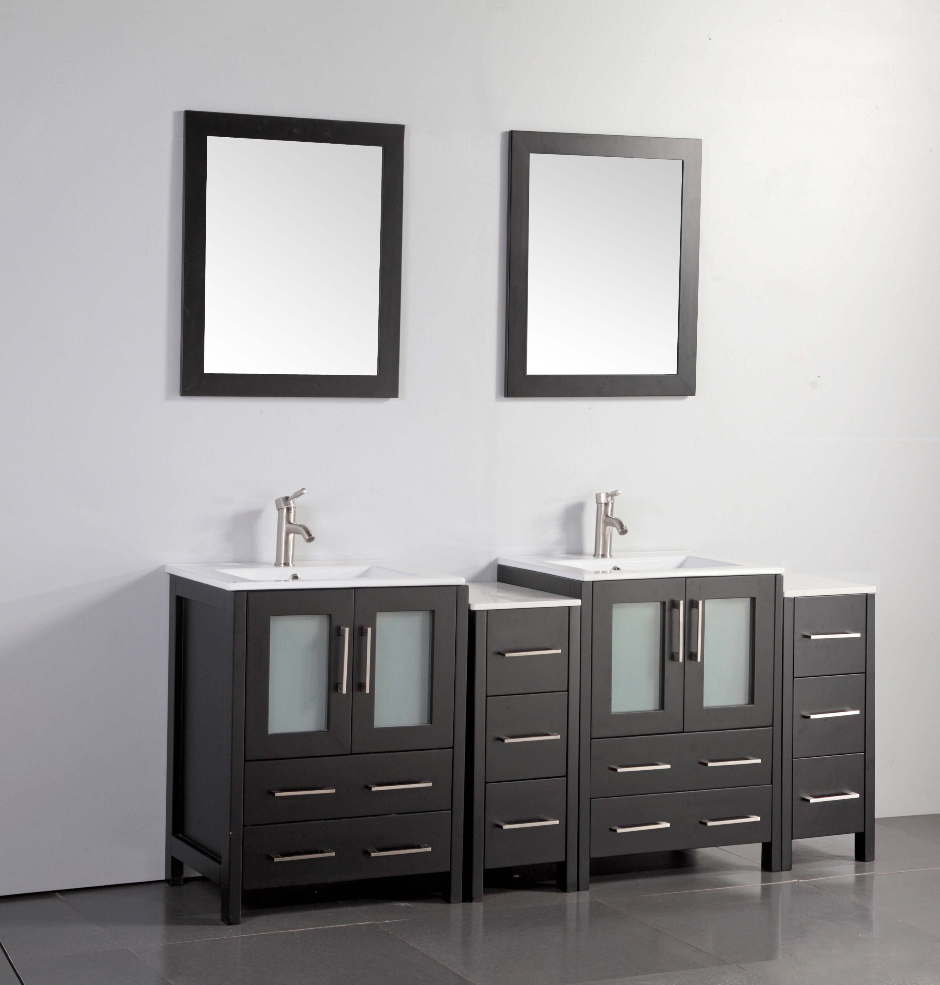 wade logan karson modern 72" double bathroom vanity set with mirror