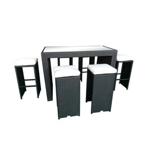 Presley Outdoor Rattan 7 Piece Bar Dining Set with Cushions