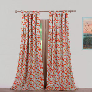 Terra Blossom Nature/Floral Sheer Tab Top Curtain Panels (Set of 2)