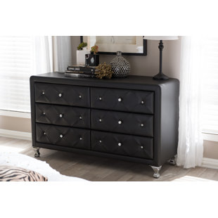 Black Leather Dresser Wayfair Beglin 6 Drawer Double Dresser
