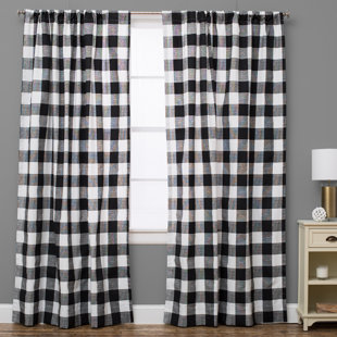 Black And White Check Curtains Wayfair Plaid And Check Semi Sheer Rod Pocket Single Curtain Panel
