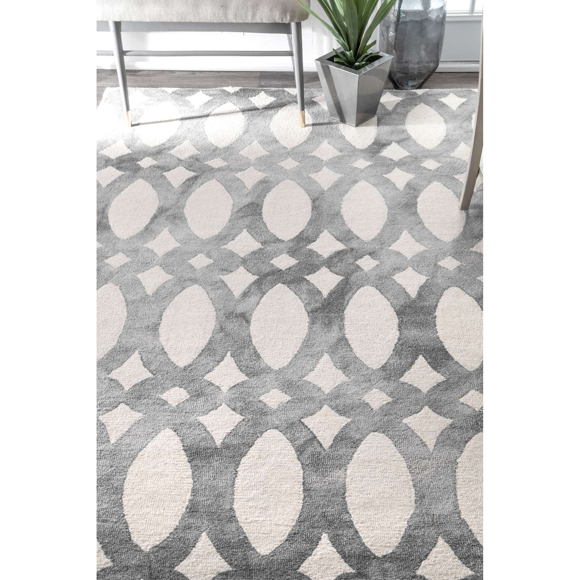 Willa Arlo Interiors Tadashi Navy Blue Light Gray Area Rug