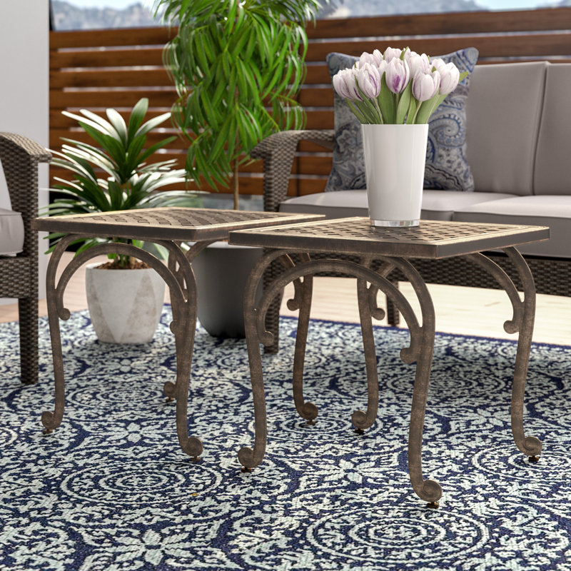 Three Posts Glenn Cast Aluminum Outdoor Side Table Reviews Wayfair Glenn Cast Aluminum Outdoor Side Table