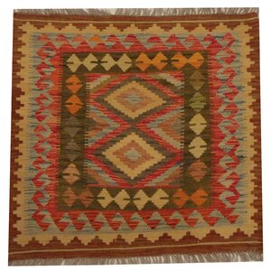 Kilim Tribal Hand-Woven Wool Red / Brown Area Rug