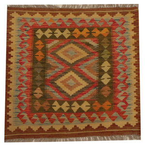 Kilim Tribal Hand-Woven Wool Red / Brown Area Rug