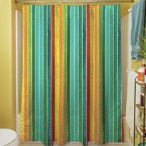 Aqua Bloom Stripes Shower Curtain