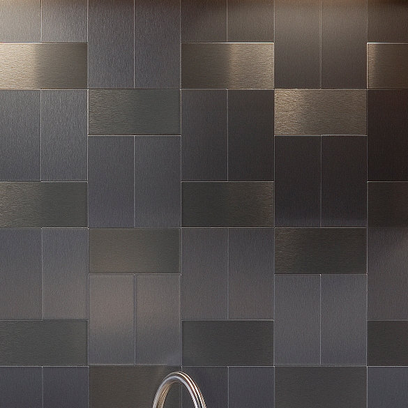Aspect Long Grain 3" x 6" Metal Peel & Stick Subway Tile Kit in Brushed
