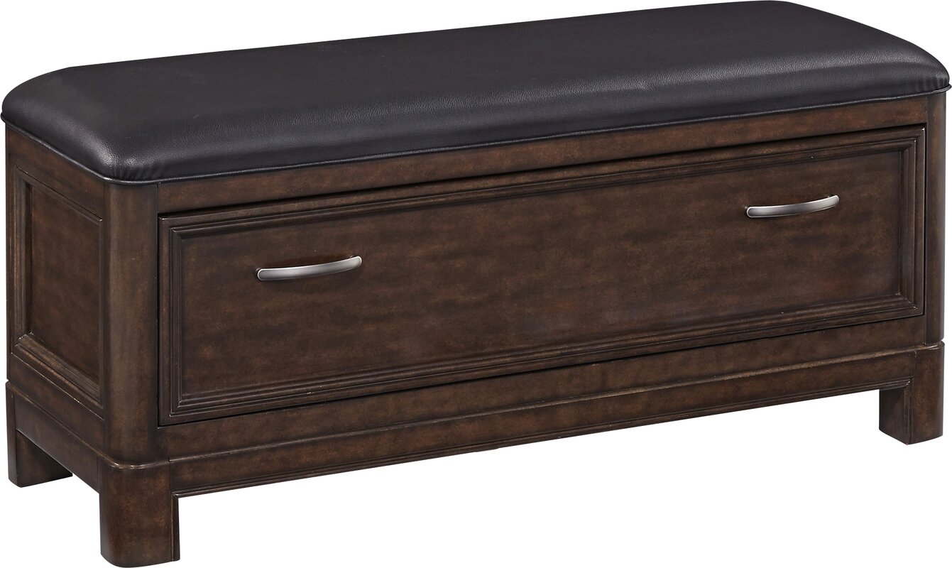 Home Styles Crescent Hill Genuine Leather Storage Bench & Reviews | Wayfair