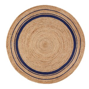 Cheval Midnite Hand-Braided Tan/Navy Blue Area Rug