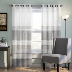 Valdez Striped Sheer Grommet Single Curtain Panel