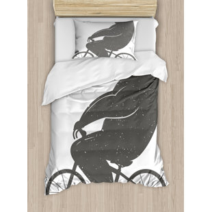 Rugged Bear Bedding Wayfair Vintage Bear On A Bike Cute Humor Parody Stylized Modern Funny Cycling Hipster Artwork Duvet Cover Set