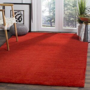Aghancrossy Hand-Loomed Red Area Rug