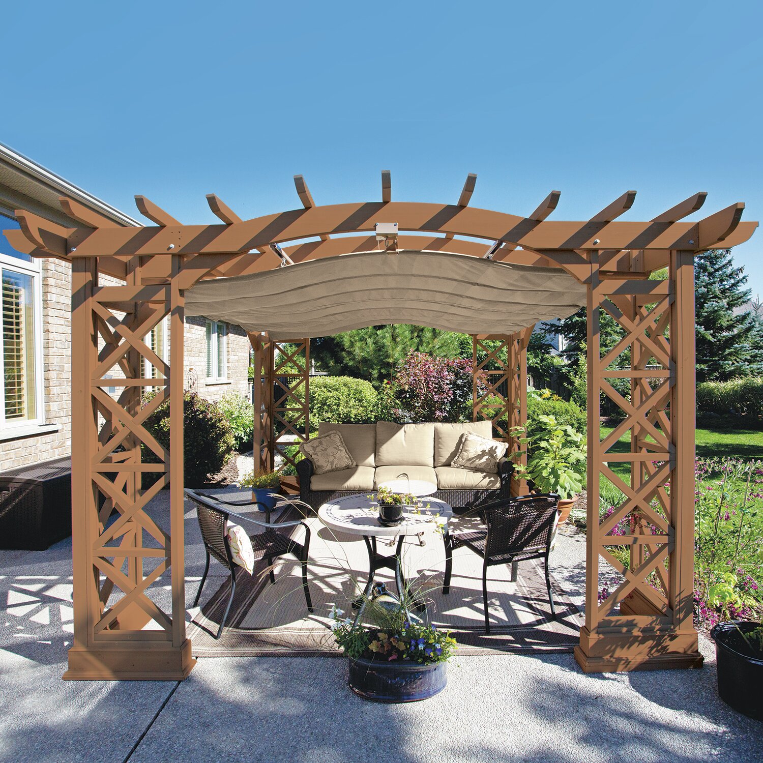 Yardistry Preston 12 Ft W X 12 Ft D Solid Wood Pergola Reviews