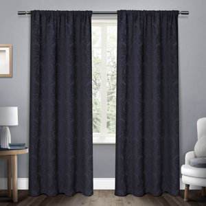 Britain Damask Blackout Rod Pocket Curtain Panels (Set of 2)