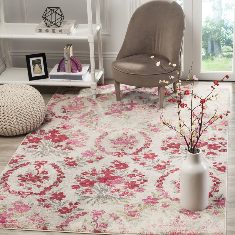 One Allium Way Monaco Ivory/Pink Area Rug & Reviews Wayfair