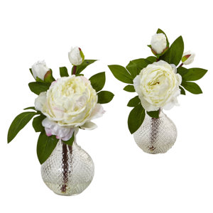 Peony Floral Arrangements in Decorative Vase (Set of 2)