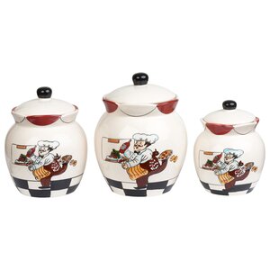 Chef Ceramic Deluxe 3 Piece Kitchen Canister Set