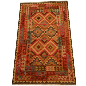 Kilim Hand-Woven Red/Brown Area Rug