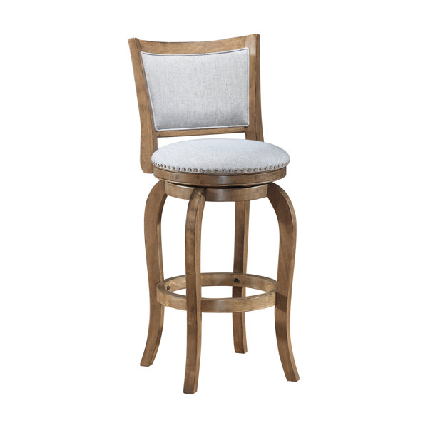 One Allium Way Prevost Wooden Swivel Bar Stool Reviews Wayfair