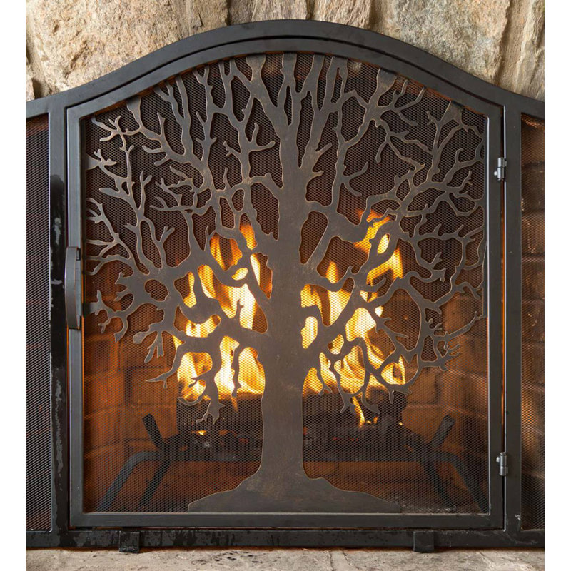 Plow & Hearth Tree of Life Single Panel Iron Fireplace Screen & Reviews | Wayfair